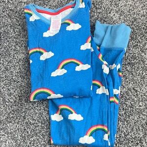 Mini Boden Blue Pajama Set with Glow in the Dark Rainbow Clouds